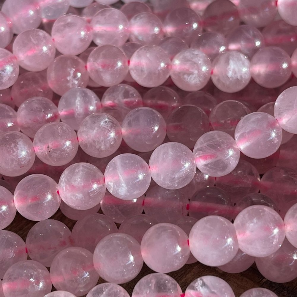 Natural Pink Quartz Round Bead Strand - 4mm - 6mm - 8mm - Picture 4 of 5